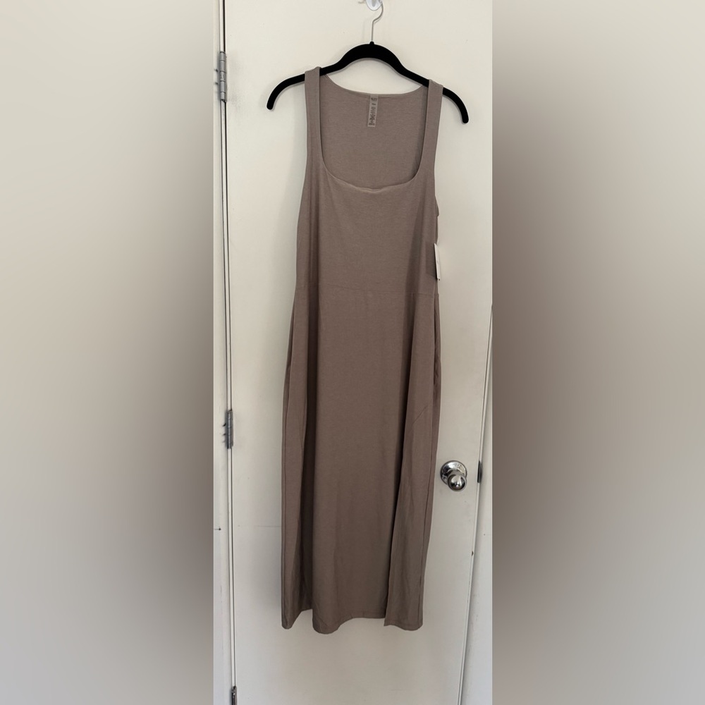 Beyond Yoga Featherweight Square Neck Slit Midi Dress